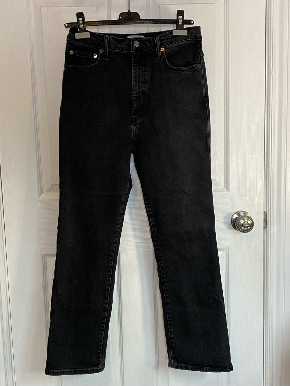 AGOLDE Pinch Waist High Rise Kick Flare Jeans Charcoal Black Minimalist 29 - Picture 3 of 16
